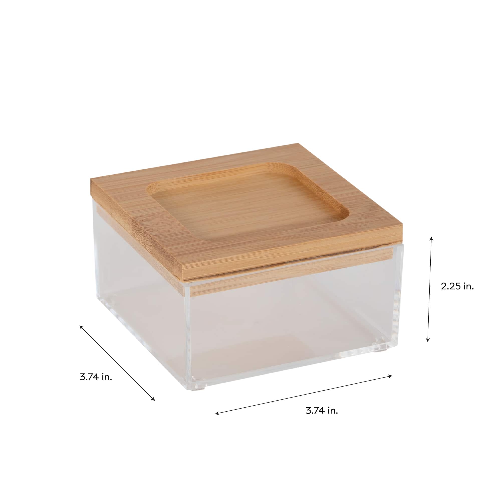 Simplify Bamboo Lid Square Clear Organizer